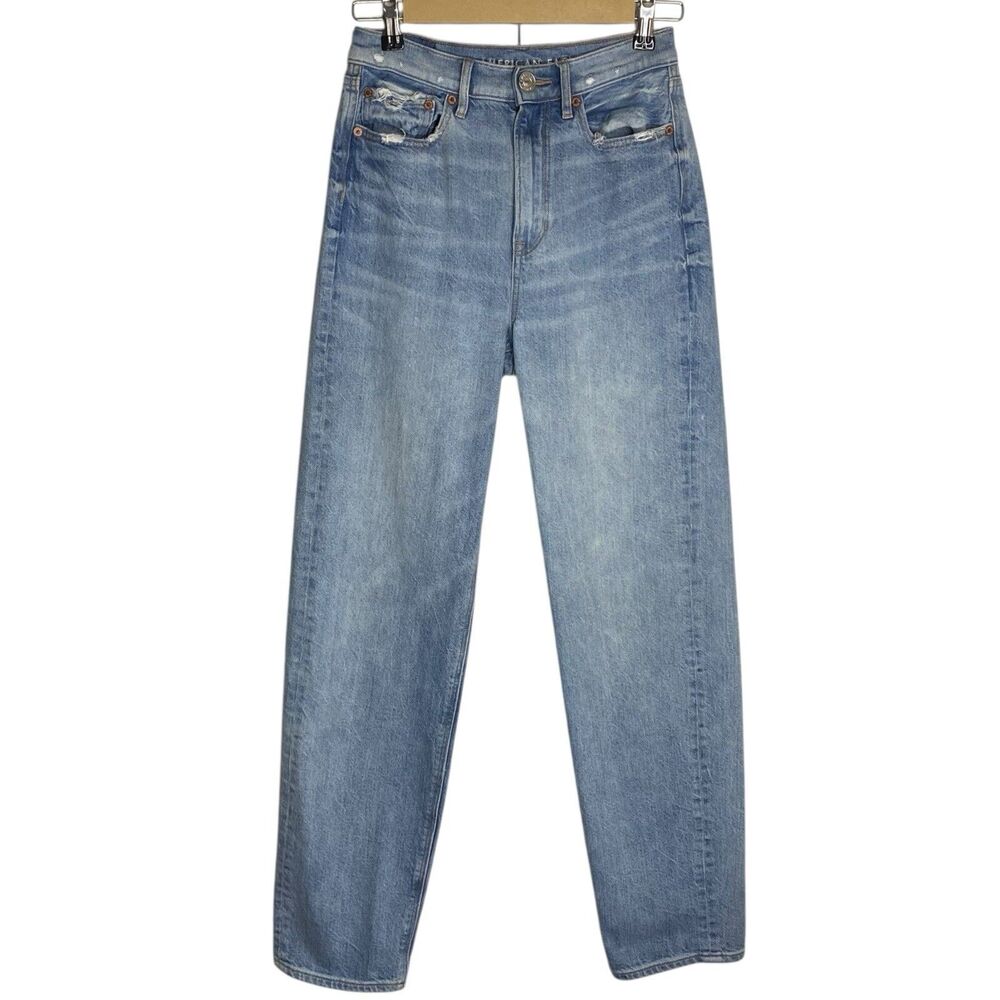 American Eagle Baggy Jeans Womens 0 (25x30) High Rise Wide Leg Denim Slouchy AEO
